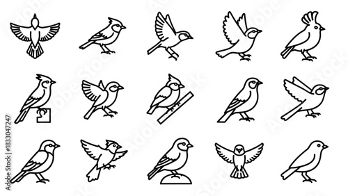 Elegant Collection of Stylized Floral Icons for Spring and Nature-Inspired Designs