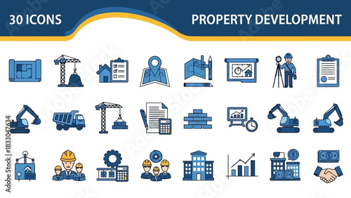 Property development icons collection for construction and architecture projects