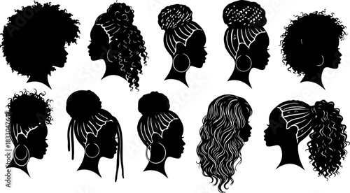 Black Woman Silhouette Hairstyles Collection