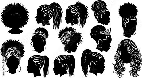 Black Woman Silhouette Hairstyles Collection