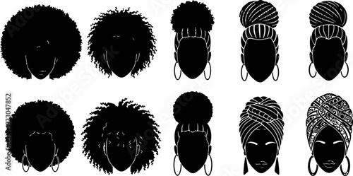 Black Woman Silhouette Hairstyles Collection