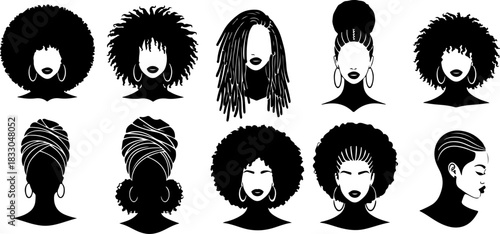 Black Woman Silhouette Hairstyles Collection