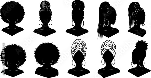 Black Woman Silhouette Hairstyles Collection