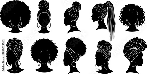 Black Woman Silhouette Hairstyles Collection