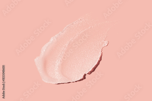 Photography Cosmetic white translucent lip balm or face cleansing balm butter swatch on peac