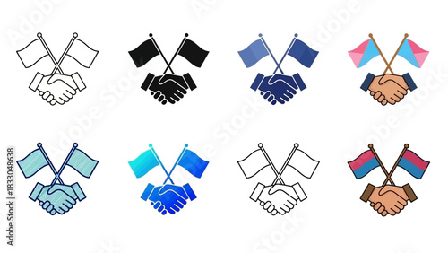 Handshake with Crossed Flags A Symbol of Agreement and Collaboration Across Nations