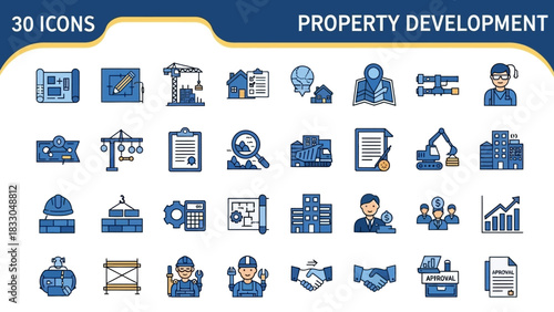 Property Development Icon Set for Construction and Real Estate Projects
