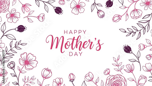 A beautiful floral border design with "Happy Mother's Day" text, perfect for celebrating mothers.