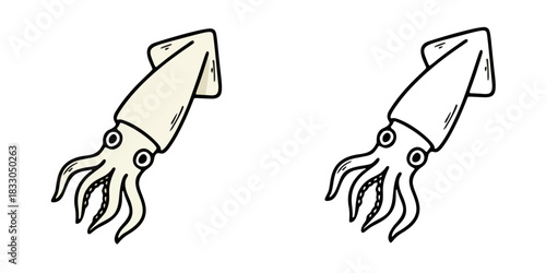 シンプルなイカのアイコンイラスト