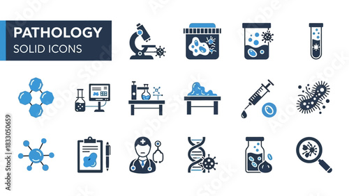 Pathology Icons Set Medical Science and Research Symbols