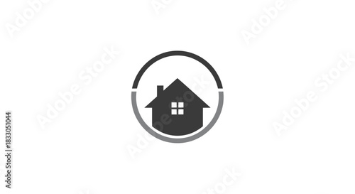 Simple house icon in circular shape