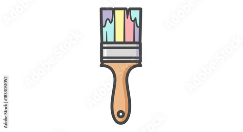 Colorful paint brush tool for artistic creativity and design projects