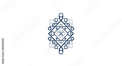 Abstract geometric line art pattern with modern shapes and symmetry