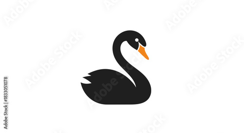 Elegant Black Swan Minimalist Icon Design
