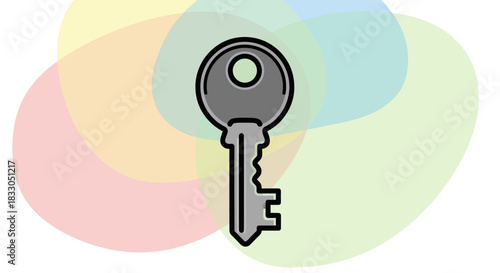Digital Key Symbol with Colorful Abstract Background