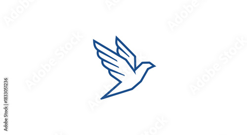 Flying dove icon in a modern line art style, a symbol of peace.