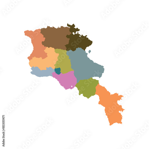 Armenia map with province area multicolor vector illustration design