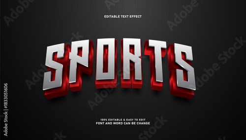 Bold 3D Red and Silver Text Effect for Gaming and Sports