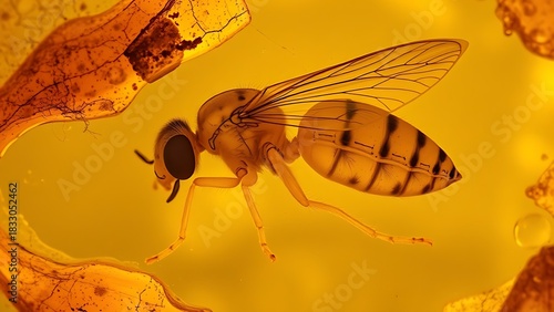 foolishness. Ancient insect preserved in clear amber, natural golden translucent resin. wildlife magazines, conservation campaigns, designed for wildlife conservation campaigns, used by ux designers.