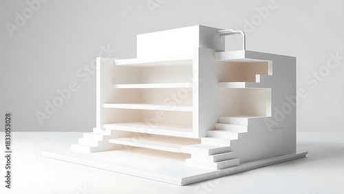 verglas. Abstract architectural model with stepped sections and clean cuts. real-estate listings, architecture portfolios, designed for interior renovation comparisons for interiors.