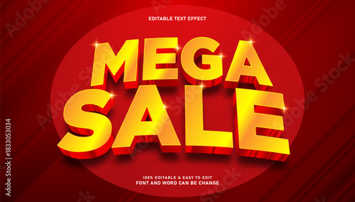 Mega Sale 3D Editable Text Effect on Red Background