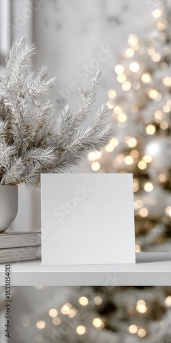 Blank vertical card with christmas holiday background mockup
