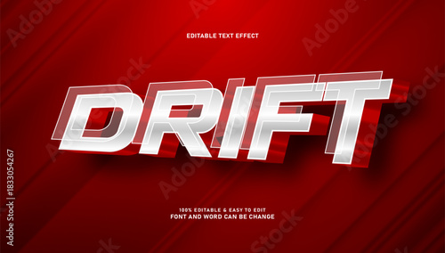 Drift Red Silver 3D Text Effect: Editable Vector Template for Modern Typography and Racing Design