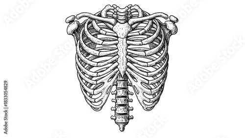 Anatomical Heart Rib Cage Art: Vintage Engraving & Gothic Love Symbol