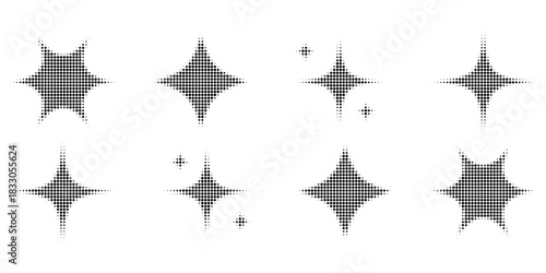 Set of black halftone dots backgrounds. vector modern dots halftone arts. modern