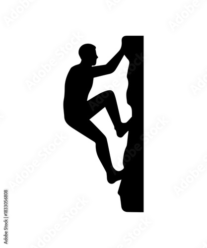Simple climbing up silhouette. Outdoor sport activity icon.