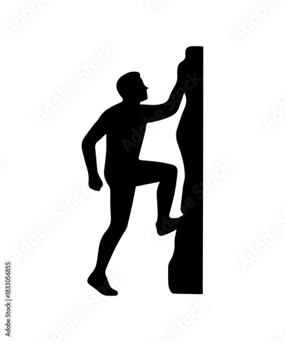 Simple climbing up man silhouette. Outdoor sport activity icon.