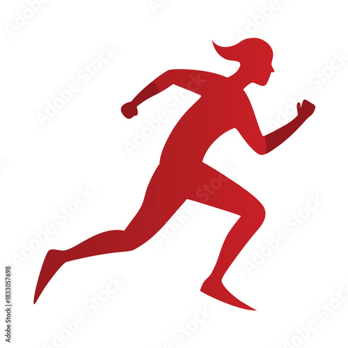 Dynamic runner silhouette in mid stride motion clean shape isolated on white background