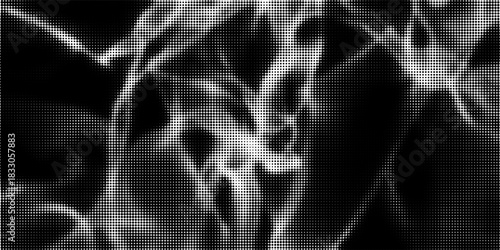 Grunge halftone gradient background. Faded grit noise texture. White and black sand wallpaper. Retro pixelated backdrop. Anime or manga style comic overlay. graphic design textured template modern