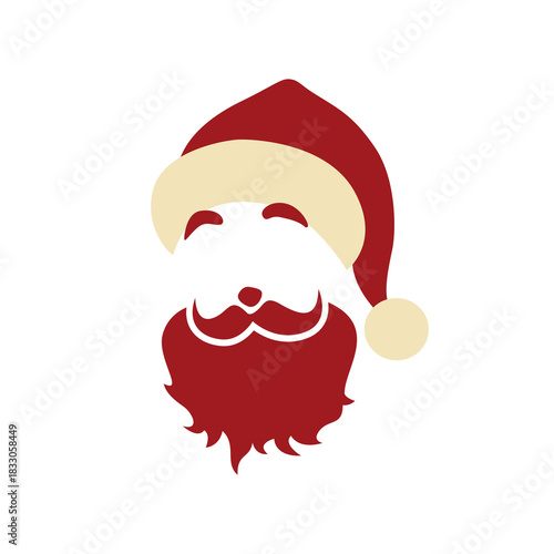 Happy Santa Claus Face Illustration With Red Hat And Beard For Christmas Theme. Ideal for Christmas campaigns, holiday greetings, and festive marketing