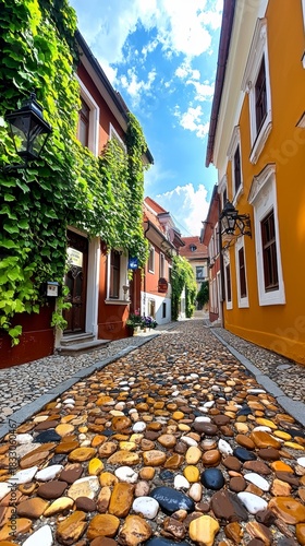 Charming cobblestone street historic town photography quaint village low angle urban exploration