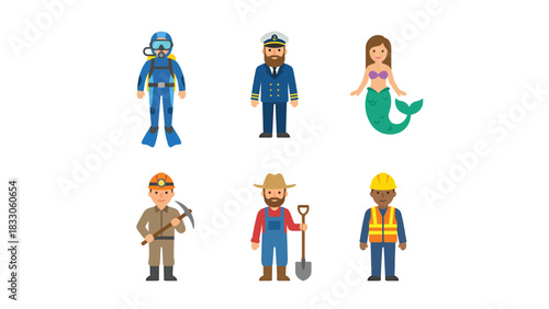 Diverse Professions and Mythical Figure Icons