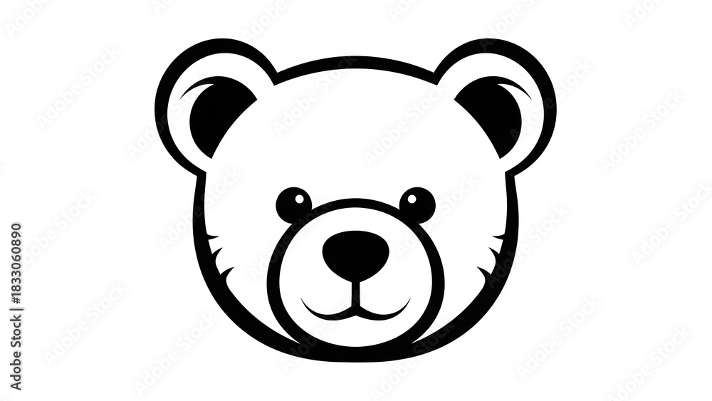 Naklejka premium Cute Cartoon Bear Face Illustration with Friendly Expression