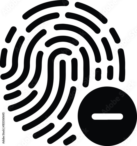 Black Fingerprint Icon With Minus Symbol delete 1