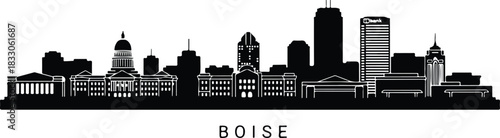Boise idaho city skyline silhouette black and white
