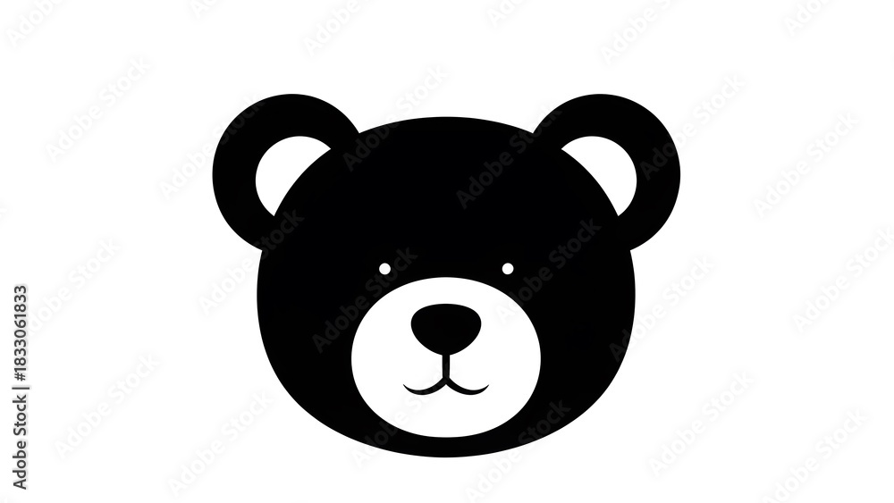 Obraz premium Cute Cartoon Bear Face Illustration on White Background