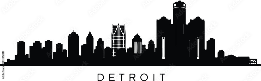 Obraz premium Detroit skyline silhouette black and white