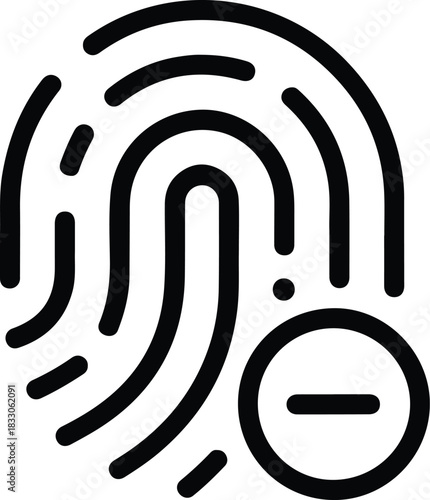 Black fingerprint icon with minus symbol remove delete 4