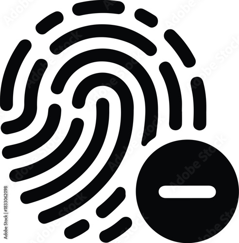 Black fingerprint icon with minus symbol remove delete 5