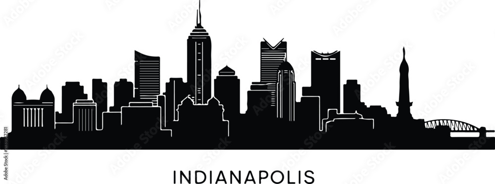 Obraz premium Indianapolis skyline silhouette black and white