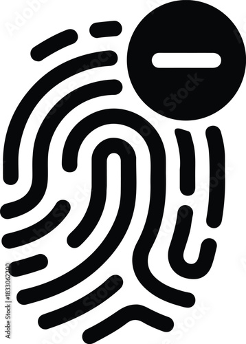 Black fingerprint icon with minus symbol remove delete 7