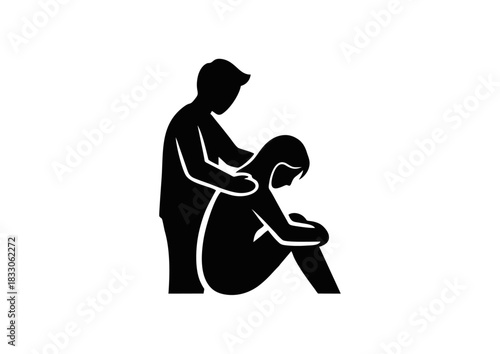 Support and Comfort A Minimalist Icon Depicting Empathy and Assistance for Those in Need