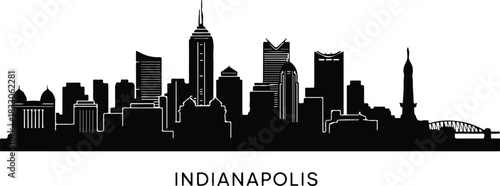 Indianapolis skyline silhouette black and white