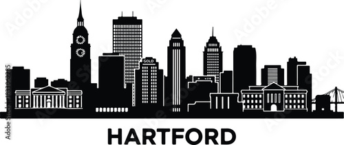 Hartford connecticut skyline silhouette cityscape landmark buildings