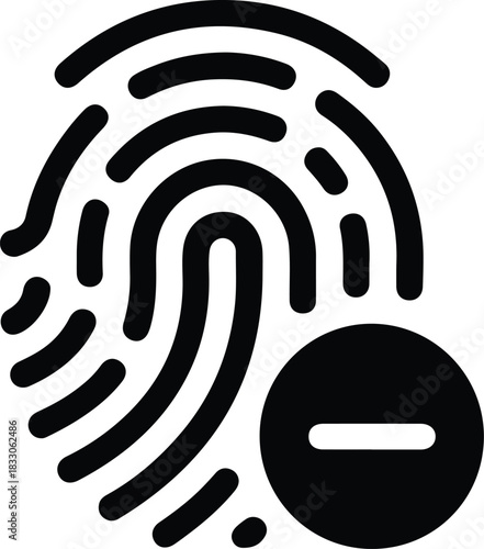 Black fingerprint icon with minus symbol remove delete 10