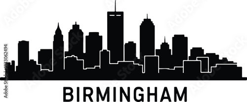 Black silhouette of the birmingham skyline